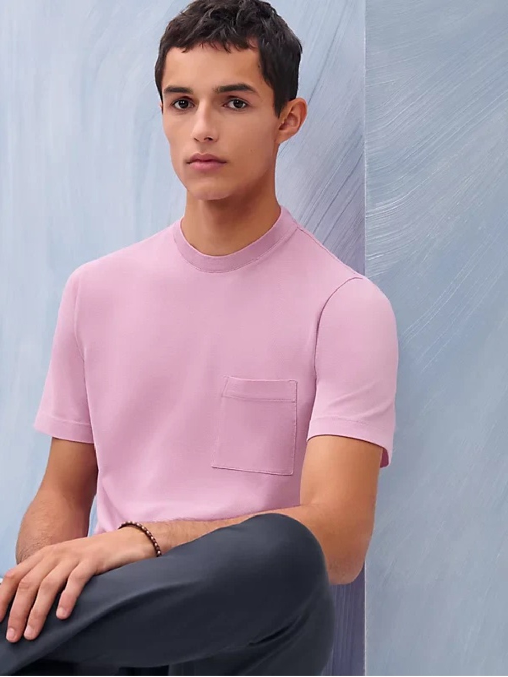 Hermes “H” embroidered Rose Clair T shirt M